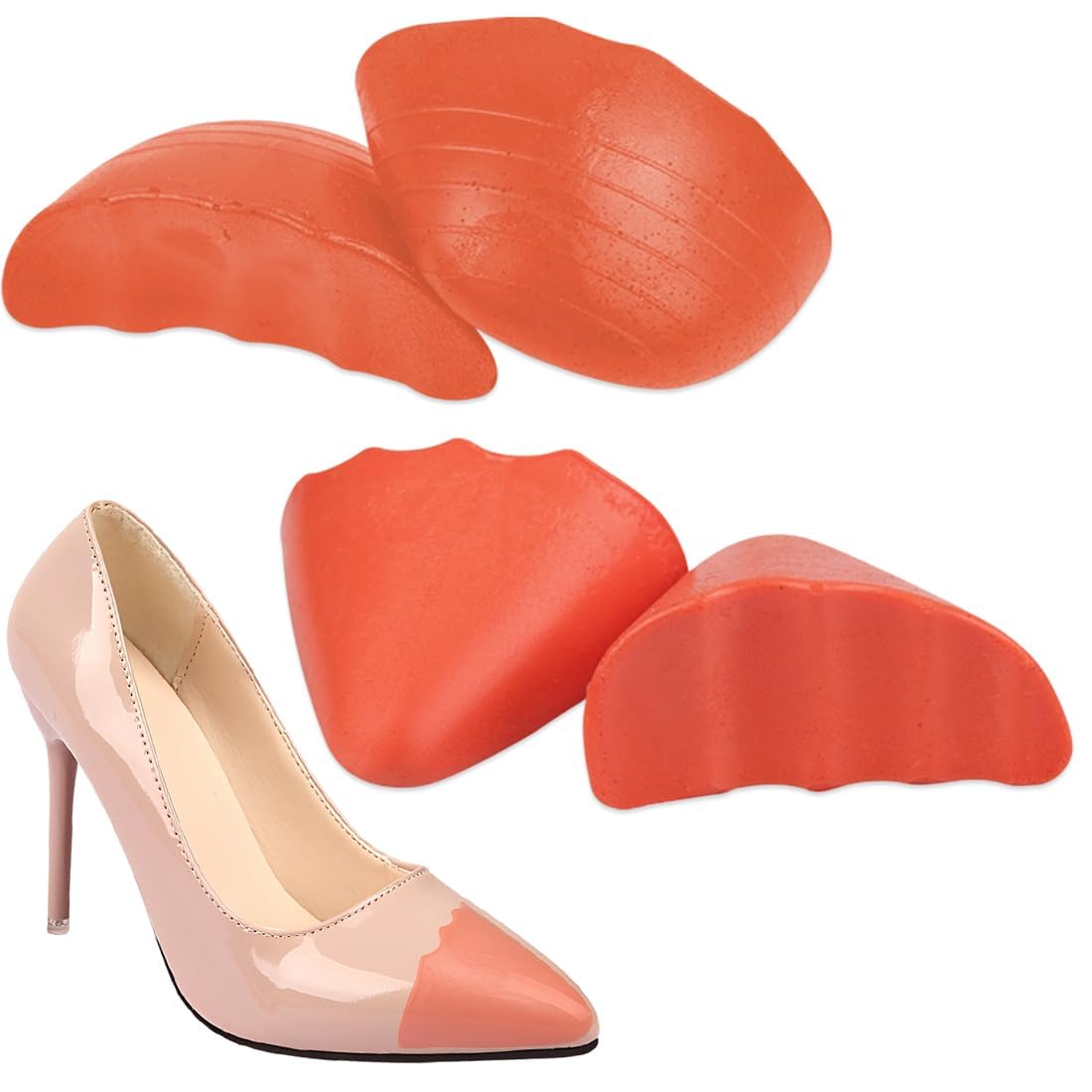 YIPFEN 2 Pares de Rellenos para Puntera de Zapato en PU, Reductores de Talla para Zapatos Grandes, Almohadillas para Talón Cómodas para Tacones, Zapatillas, Botas