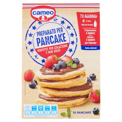 Cameo Preparato per Pancake, di Facile Preparazione, Miscela per Impasto per Circa 9 Pancakes, Ideali per la tua Colazione, Senza Coloranti, Senza Olio di Palma, 250 g Complessivi