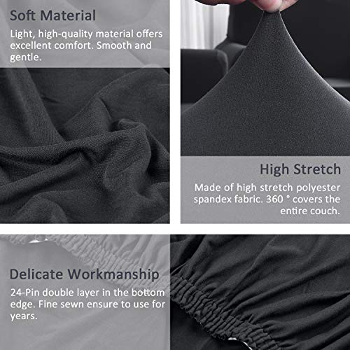 TAOCOCO Water Resistance Sectional Couch Covers 2pcs L-Shaped Sofa Covers Stretch Sofa Slipcovers with 2pcs Pillowcases L-Type Polyester Fabric Softness Sofa Covers 3 Seats +3 Seats (Lead Grey)