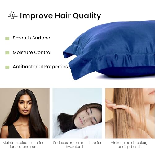 Image of Mush Bamboo Pillow Cover Set of 2 | 100% Bamboo Pillow Cover for Hair and Skin | Breathable, Silky Soft and Cooling Envelope Pillowcases for Hot Sleepers & Night Sweats | 17 inchx27 inch (Eclipse Navy, King)