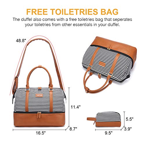 Canvas Travel Duffel Bags Sucipi Weekend Bag with Shoe Compartment for Airplanes Waterproof Overnight Carry on Weekender Duffle Bag Hospital Bags for Labor and Delivery Large PU Leather Tote Bags for Women girls Mommy Bag for Hospital with Toiletry Bag (Large)