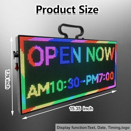 Image of P2.5 Programmable LED Digital Sign Board 15x7 Inch Handheld Portable WiFi Display for Advertising, Vendor Booths, Restaurants, Coffee Shops, Cars,Lightweight Digital Signage