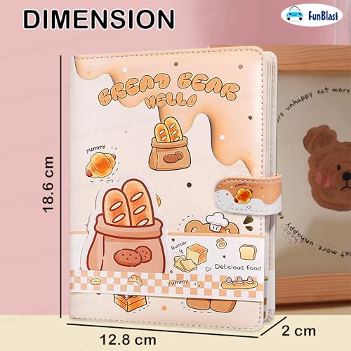 Image of FunBlast Cute Cartoon Kawaii Diary - Bread Bear Design Lockable Notebook, Personal Journal with 112 Sheets for Girls & Boys, Birthday Gifts (Multicolour)
