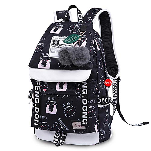 Preisvergleich Produktbild Rucksack Laptoptasche Studentin atmungsaktive Tasche Druck Laptoptasche, Khaki Heißluftballon (senden haarigen Ball)