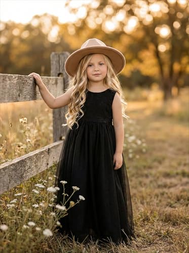 Image of 2Bunnies Girl Peony Lace Back A-Line Straight Tutu Tulle Party Flower Girl Dress