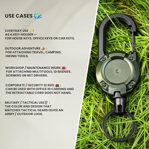 Image of Storite Retractable Keychain ID Badge Holder Keyring | Secure Carabiner Clip for Backpacking, Fishing, Outdoor Use | Durable ABS, Lightweight & Reusable | Ideal for Everyday Travel