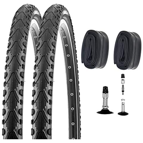 P4B | 2X 28 Zoll Fahrradreifen 47-622 (28 x 1.75) + 2X Schlauch mit Dunlopventil | Guter Grip auf Straßen Dank Seitenstollen für erhöhte Sicherheit Cover