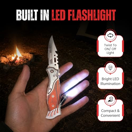 Image of RUAAL Utility Knife for Packaging, Carton Opening & Household Use | Folding Utility Cutting Tool | Stainless Steel Blade | Compact Multipurpose Cutter with Light