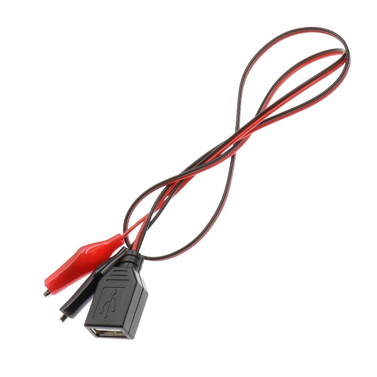 60 cm USB to Crocodile Test Clip Cable Male Female Power Adapter (Female Head)