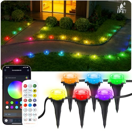 50Ft Permanent Outdoor Ground Lights Smart Color Changing Pathway Christmas Lights Waterproof Walkway Lighting for Outside Garden Back Yard Driveway Patio Sidewalk Landscape Path Decorations