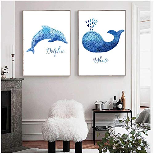 Toile peinture dauphin poster salon et impressions murales 50x70cm