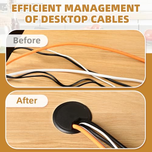 Image of Desk Grommet 2 Inch (50 mm) 10 Pieces, Desk Hole Cover for Cables Black, ABS Plastic Grommet Hole Cover with Hole Saw for Wires Cables Through the Countertop by XIOGZAXI