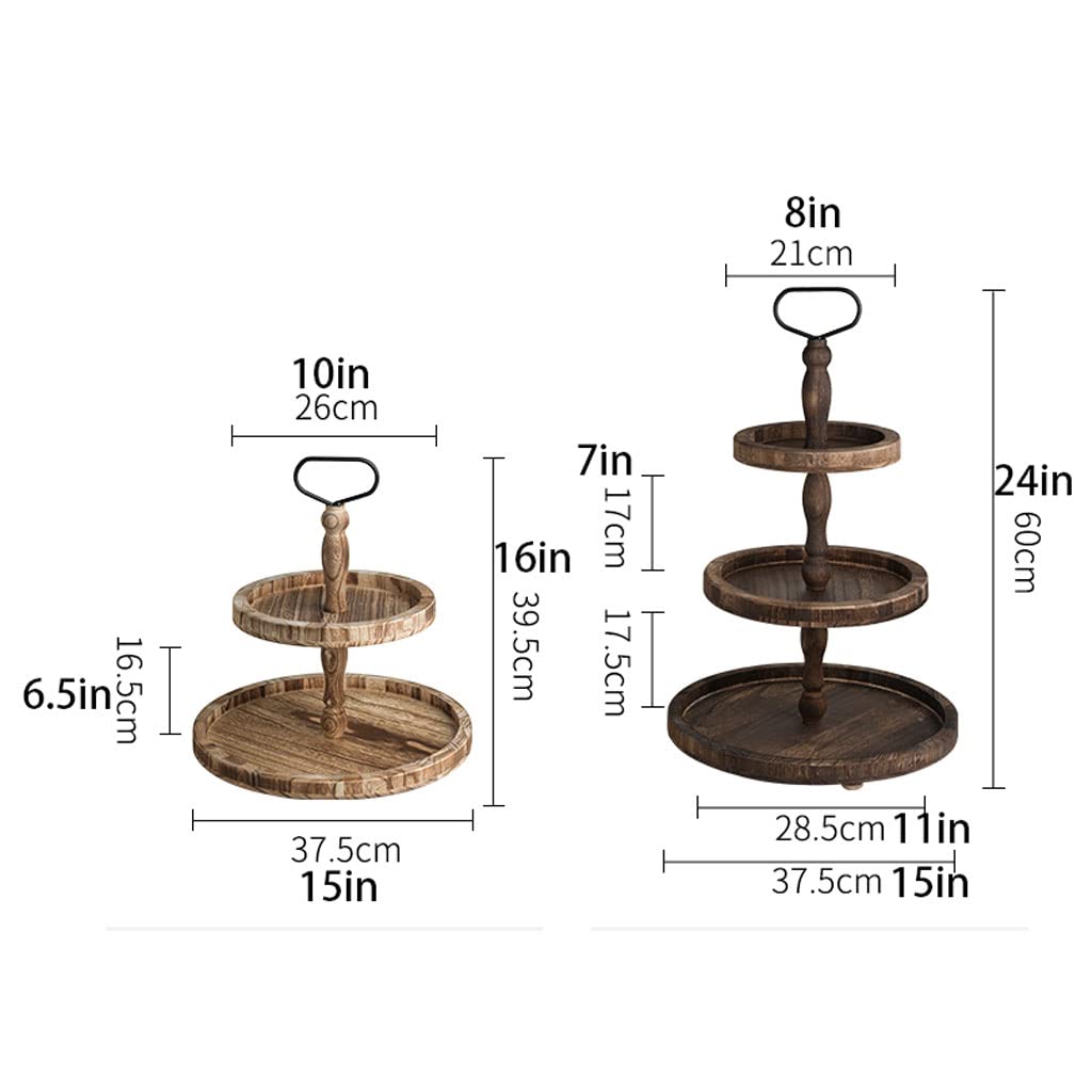 Alzata per Dolci a 3 Piani, in Legno, a più Livelli, per servire Cupcake, Torre Creativa in Stile Europeo, per Dessert, Biscotti, Caramelle, Buffet, Frutta (Colore Scuro, 3 Livelli)