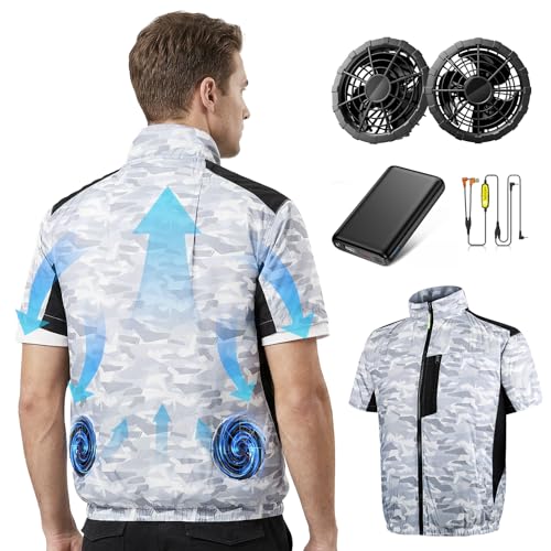 BOACE Cooling Vest work clothes with fan short sleeves 30000mAh large capacity battery air volume adjustment work clothes