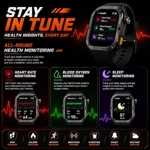 Image of AGM L3 Smart Watch, 1.95 inch AMOLED, Bluetooth Calling, 70-Lumen Flashlight