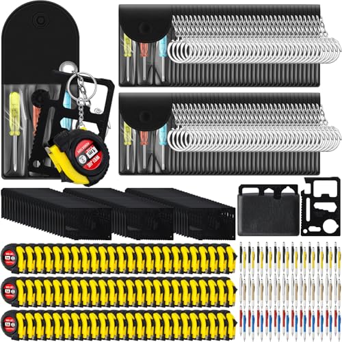 Image of 288 Pcs Mini Screwdriver Tape Keychain Set Multitool Pen Card Father's Gifts Bulk Mini Tool Set for Adult Men Dad (Red,Yellow,Blue)