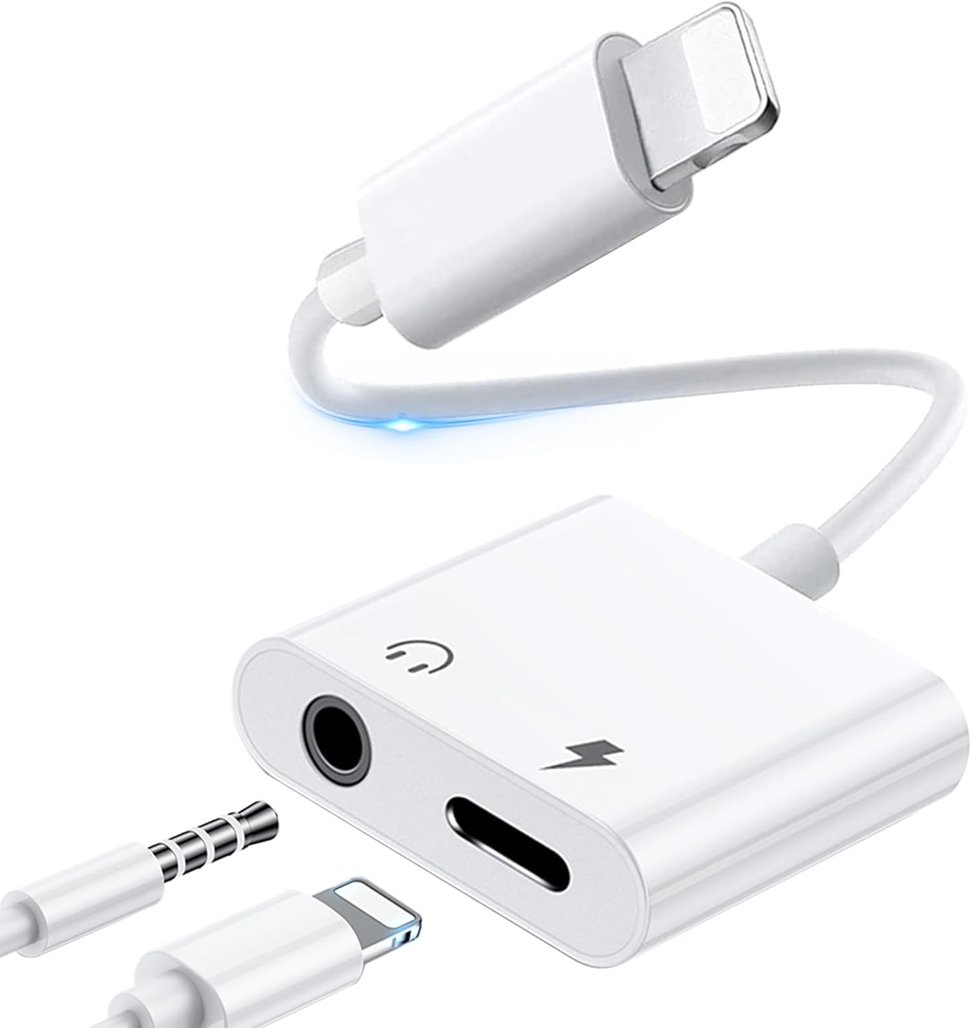 iPhone Headphone Adapter,[2 in 1] Lightning to 3.5mm Jack AUX Audio