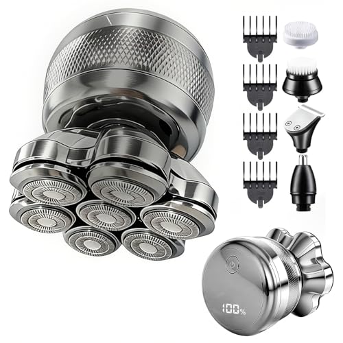 Rasoir 7D pour hommes chauves au design ergonomique avec finitions LED