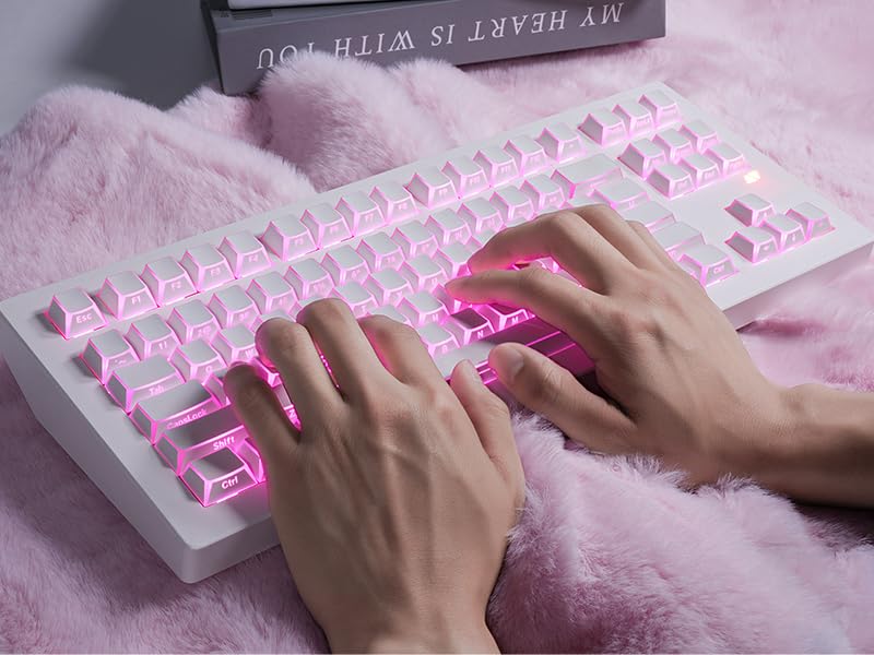 Image of ZORNHER CG870 Wireless Mechanical Keyboard,80% White Gaming Keyboard, Creamy Keyboard,Shine Though Double Shot Keycaps,Creamy Sounding Linear Switches,Hot-Swappable