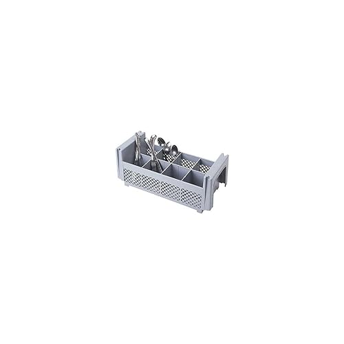 Camrack® Cubertería canasta para lavar, tamaño medio, 18.0 in x 7.7 in x 7.7 in, 4.7 in máximo, (8) compartimentos, sin asas, gris suave, 7.8 in