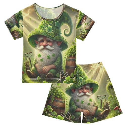 Gnome St Patricks Pajama Set Short Sleeve Pajamas Shorts Sets Cotton Soft Loungewear Sleepwear 5Y