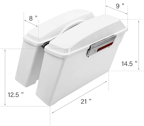 Miniatura 2 de Alforjas rígidas con soportes de conversión cromados para Harley Davidson 1984-2017 Softail Modelos FLST, FLSTC, FLSTF, FLSTN FLSTS, Blanco