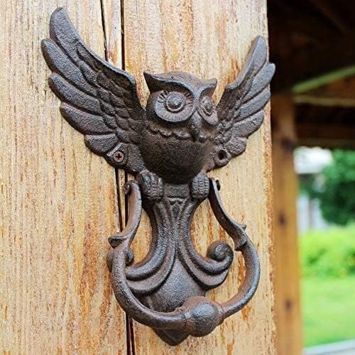 Front Door Knocker for Decoration Owls Cast Iron Door Knocker, Vintage Outdoor Gate Knocker Door Knobs for Garden Courtyard, Excellent Front Door Knocker