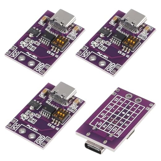 4pcs Type-C QC AFC PD2.0 PD3.0 to DC Fast Charge Decoy Trigger Polling Detector USB-PD Notebook Power Supply Change Board Module Support 5V 9V 12V 15V 20V Fixed Voltage Output
