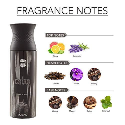 Ajmal Carbon Perfume Deodorant 200ml for men - Image 3