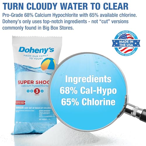 Image of Doheny's Super Pool Shock | Pro-Grade Chlorine Shock, Quick-Dissolving, Fast-Acting 68% Cal-Hypo Granular Pool Shock | 24 x 1lb Bags, Proudly Made in the USA