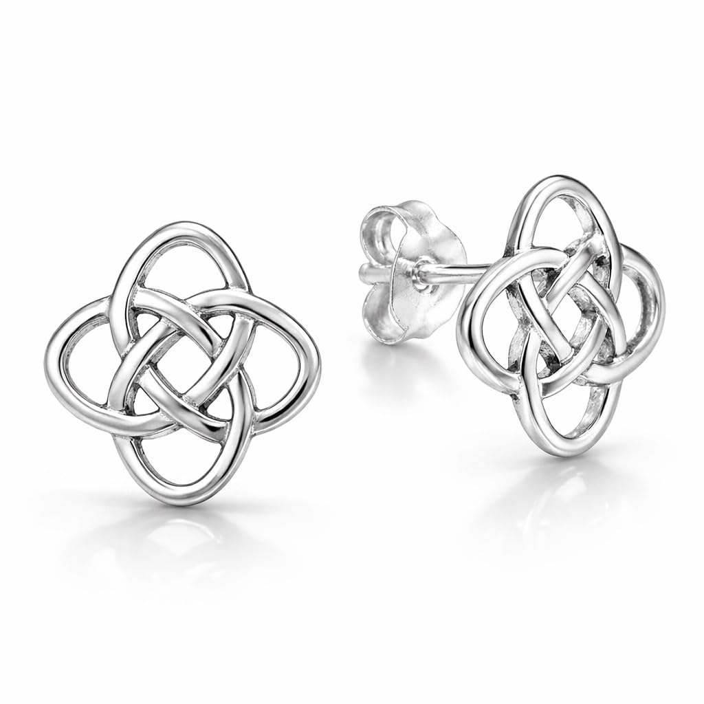 ICYROSE 925 Sterling Silver 12mm Infinity Celtic Knot Stud Earrings (Nickel Free)