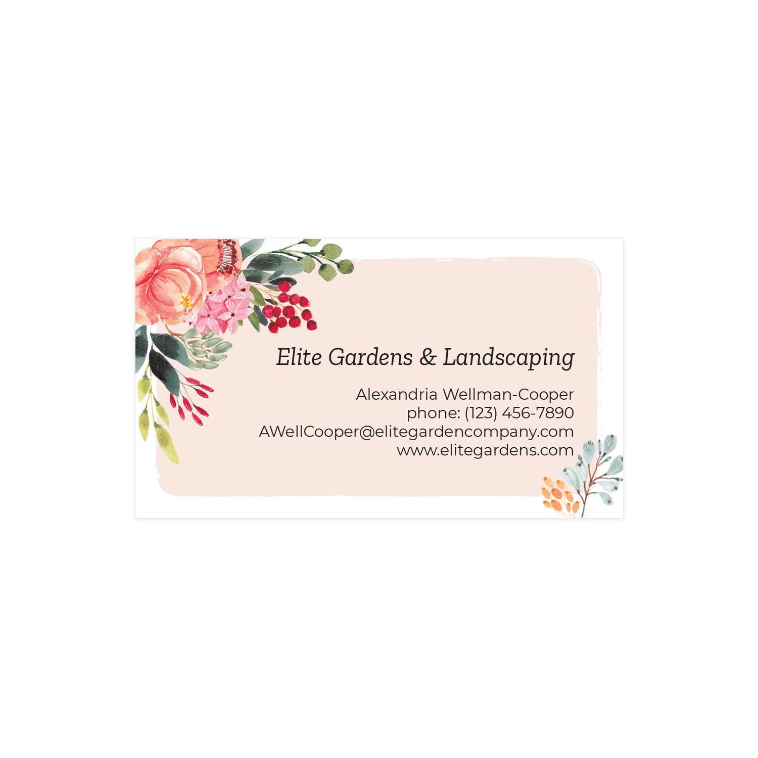Pink Floral Blush Personalized Business Cards - 100 Elegant Custom 2" x 3.5" Modern Cards - Made in The USA