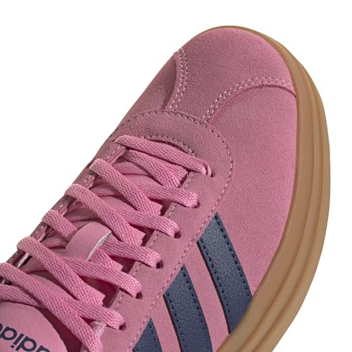 Image of adidas Womens Vl Court Bold Lace Up Sneakers Shoes Casual - Pink