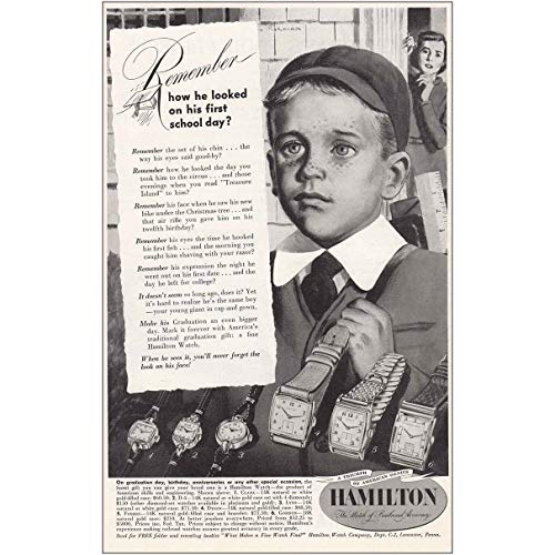 RelicPaper 1949 Hamilton Watches: First School Day, Hamilton Watch Company Print Ad