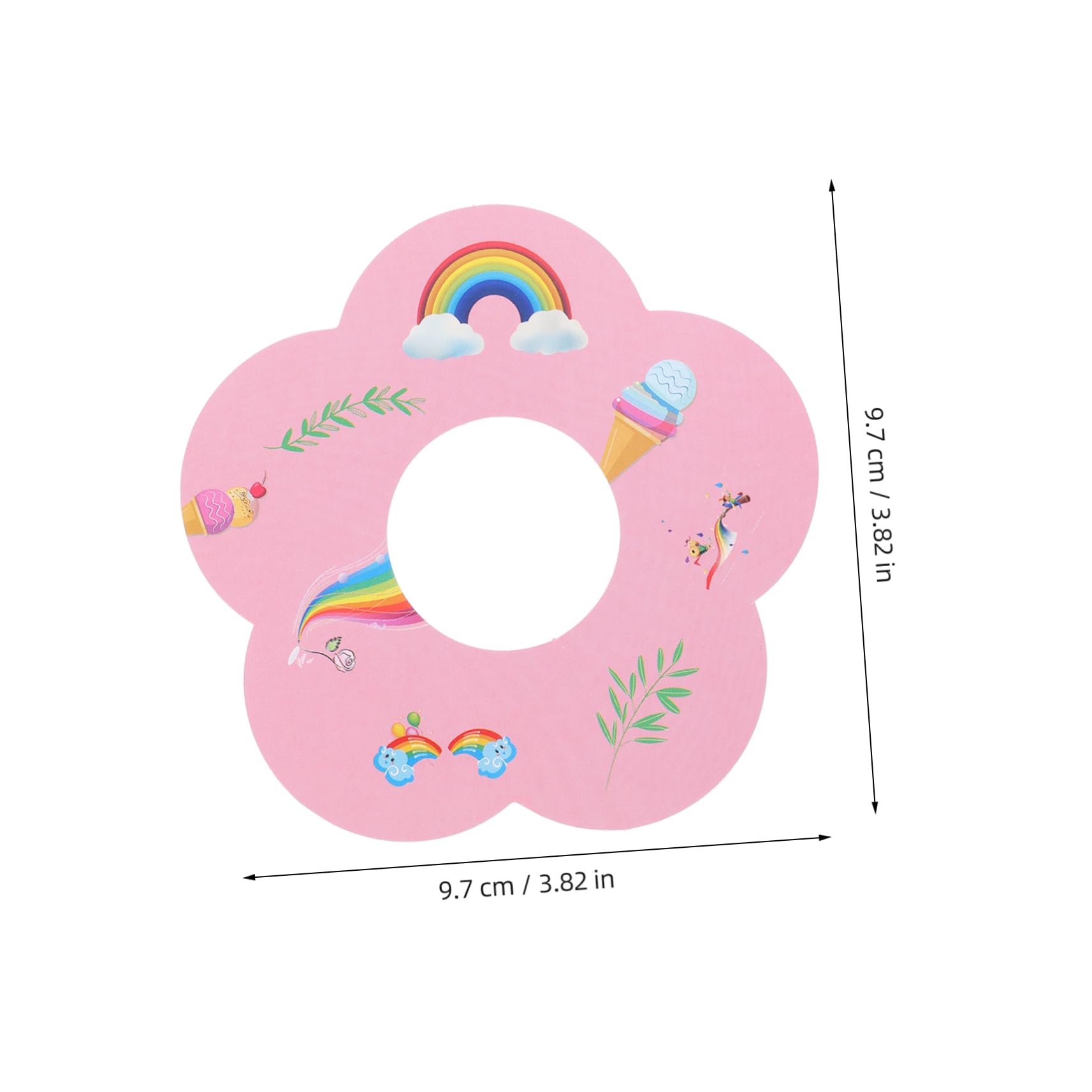 Unomor 100pcs Drip Catcher Paper Holders for Ice Cream Cones Functional and Decorative Drip Ice- Tray for Boys and Girls Keeps Hands Clean and Rainbow Design