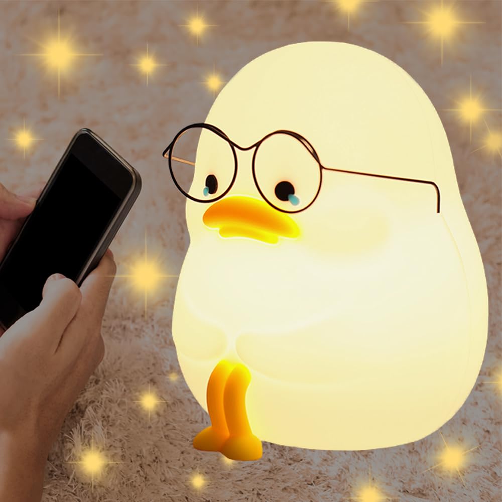 Duck Lamp, Silicone Night Light in 7 Colours with 30 Timer, Emo Duck Light, 3 Brightness Settings, USB Charge Energy Saving Cute Night Light, for Baby Girls Women Bedrooms, Living Room