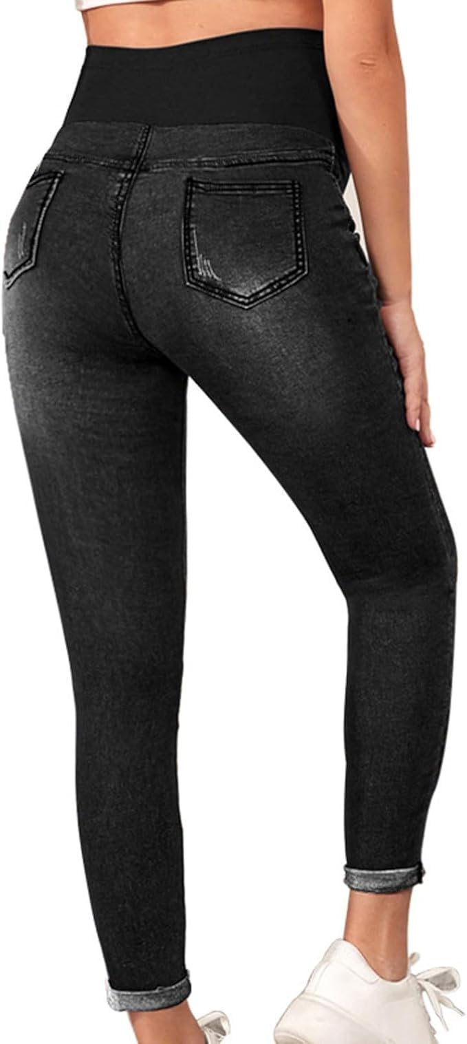 Jean de Grossesse Skinny pour Femmes Enceintes, Pantalon de Grossesse, Pantalon de maternité, Jeans usé, Jeans de maternité, Leggings pour Grossesse, Jeggins