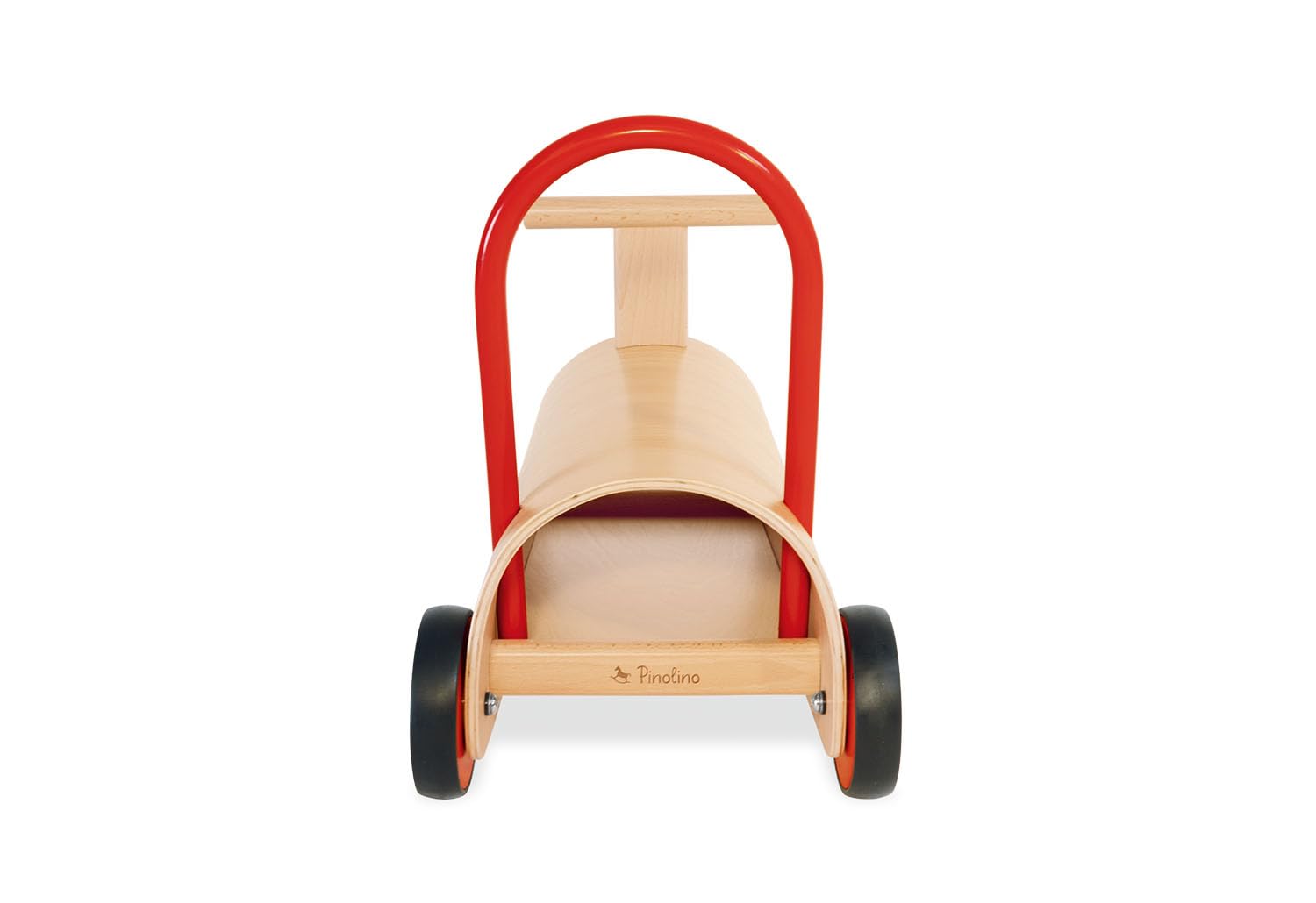 PINOLINO Enzo Kinder Lauflernwagen und Rutschauto, Holz, Natur/Rot, für Kleinkinder ab 1 Jahr