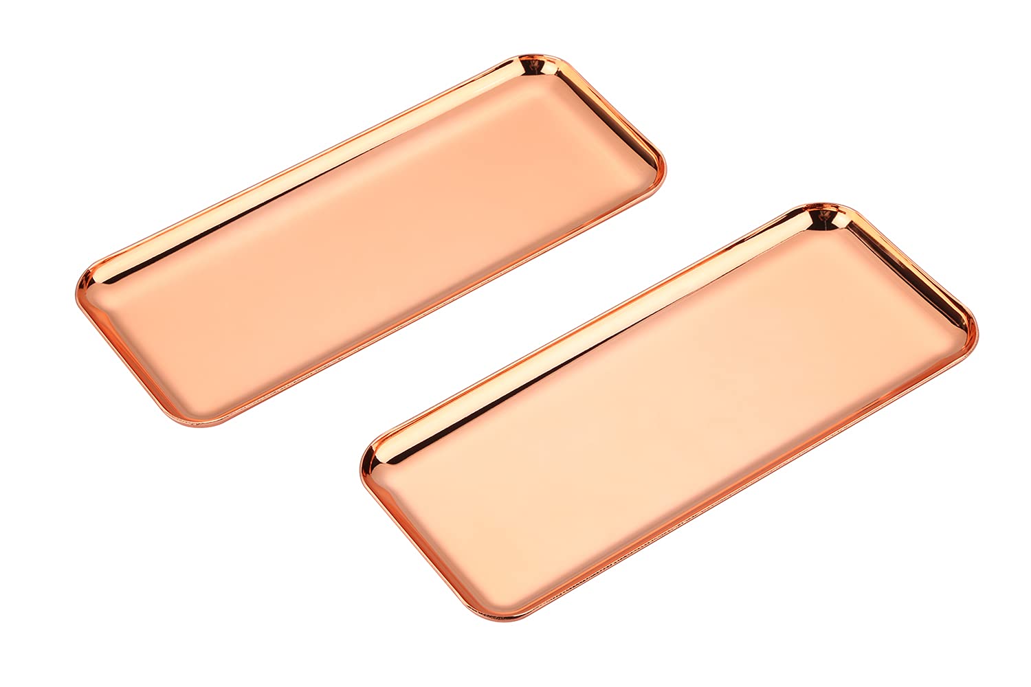 Z metnalPerfume Holder Organizer Tray, Bath Decorative Tray for Counter, Candle Tray, Guest Towel Holder, Rose Vanity Decor Accessories, 2 Pcs, 7 inch,Rose Gold,Stainless Steel