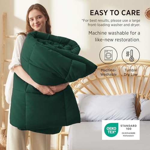 Image of Bedsure Comforter Duvet Insert - Quilted Comforters Full Size, All Season Duvet, GentleSoft Down Alternative Bedding, with 8 Tabs, Gifts for Women /Men, Green, Full 86 x 82 Inches