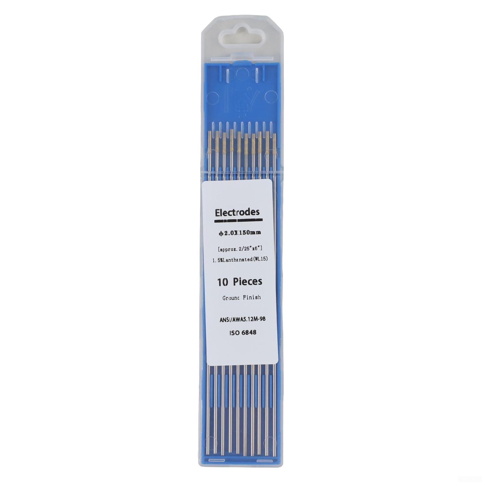 Lot de 10 électrodes TIG WL15 Lanthanum TIG, tige de soudure, bonne stabilité, peut réduire considérablement le risque de tungstène (2,0 mm x 150 mm)