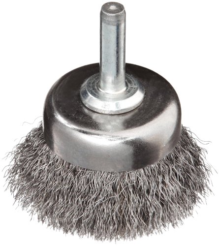 Weiler 14300 0.006" Wire Size, 1-3/4" Diameter Steel Bristles, Stem-Mounted Crimped Wire Cup Brush, 006 Wire Size - Image 2