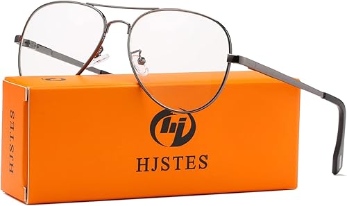 Miniatura 2 de HJSTES Lentes de aviador de lente transparente, luz azul para mujeres y hombres, marco de piloto, anteojos clásicos sin receta