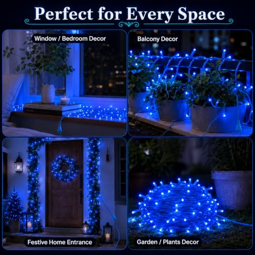 Image of One94Store 45 Meter (148 Feet) Blue Rice Lights (Pack of 1) | Waterproof Copper Wire Decorative String Lights | Diwali Lights for Home, Festival, Puja, Indoor & Outdoor Decor