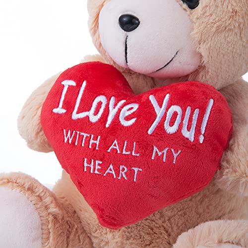 Gsuiver 10" Valentine's Day Valentines Gift For Children Kids, Plush Stuffed Animal (I Love You With All My Heart) #TOP3