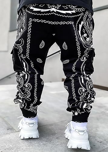 Men's Paisley Pants Cargo Jogger Hip Hop Workout Punk Pants Bandana Techwear Streetwear Sweatpants3