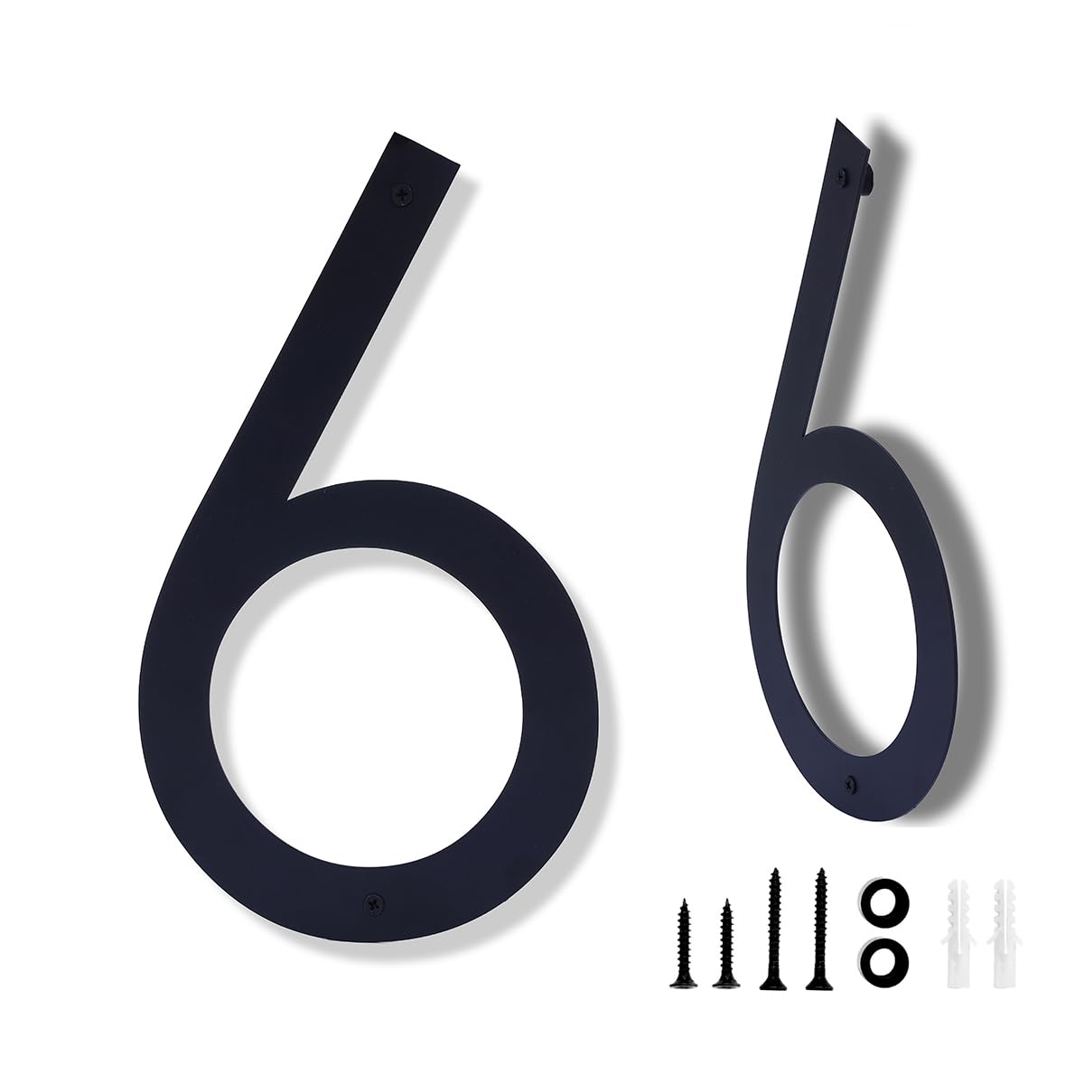 12 Inch House Numbers for Outside Modern Metal Black Address Numbers for House Floating Door Numbers with Nail Kit for Number 6