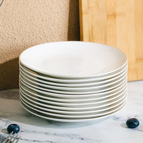 BTaT- White Dessert Plates with Gold Rim, Set of 6, 8" Round, Porcelain, Elegant Style, Dinner Plates by Brew To A Tea - Image 6