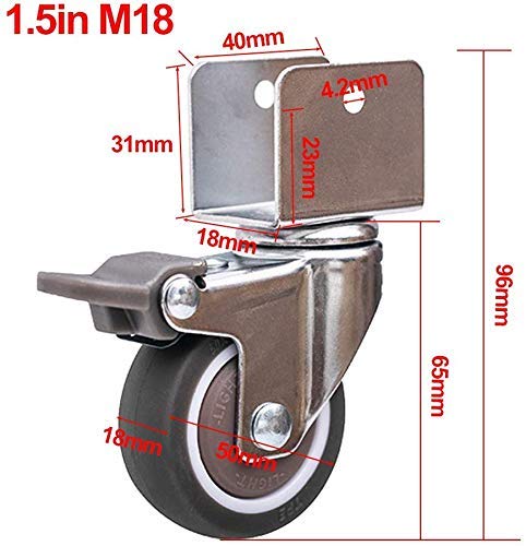 Roulettes en caoutchouc solide 1,5" pivotant - 2