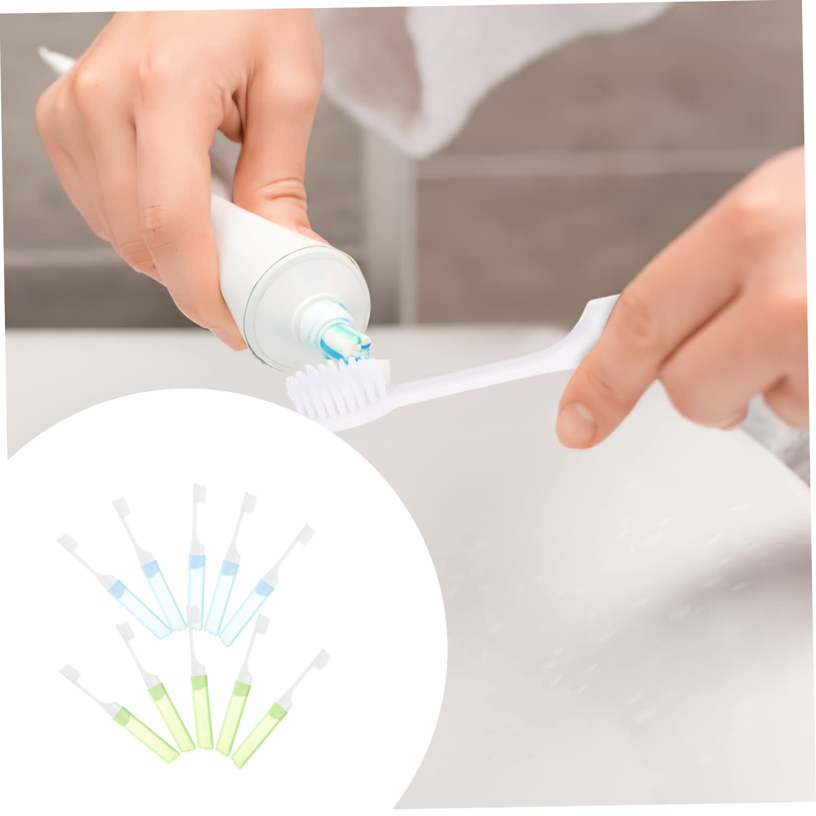 30piezas Cepillos De Dientes Plegables Cerdas y Camping Cepillos Portátiles Para Bucal Azules Verdes